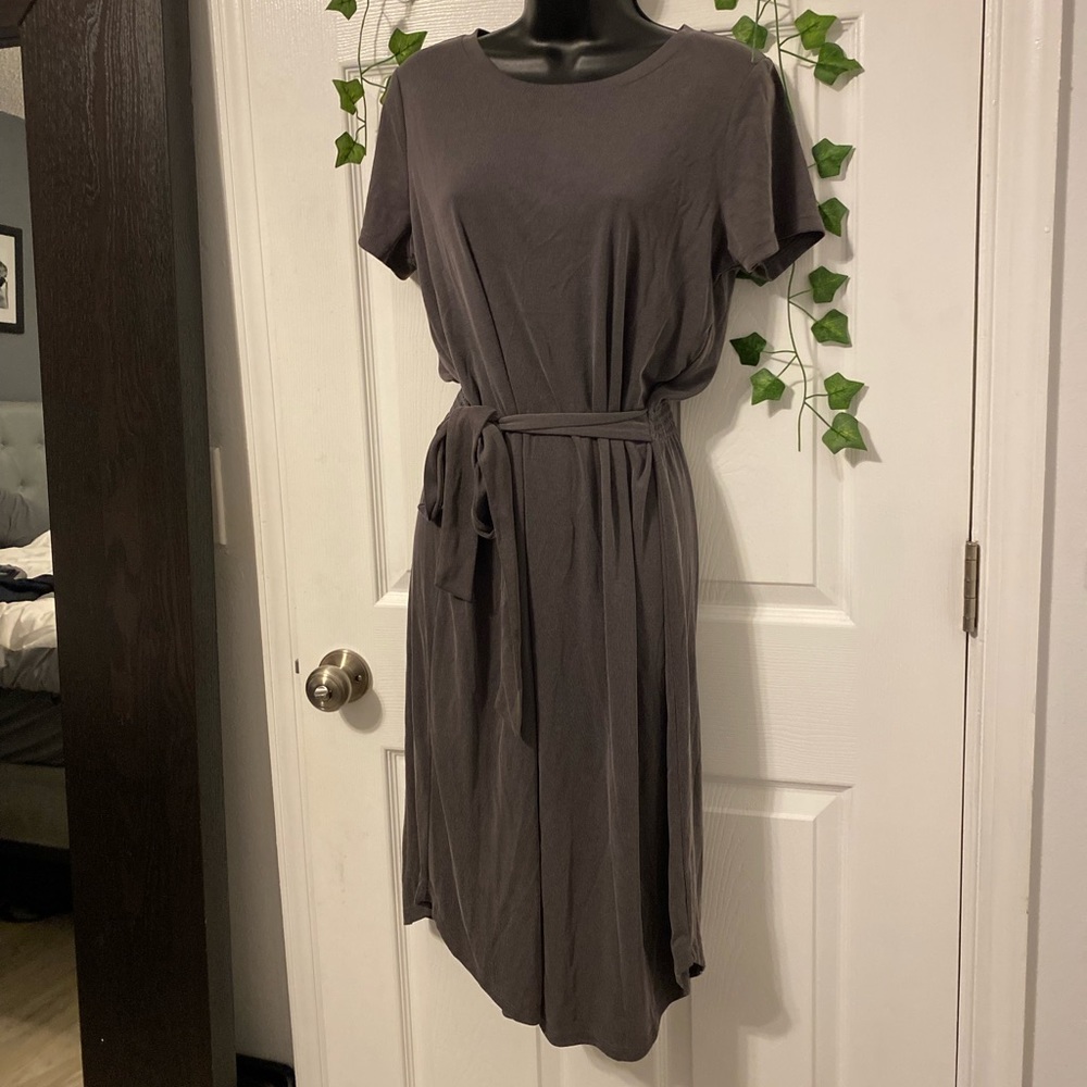 Gray Simply Vera by Vera Wang Waisted tie dress